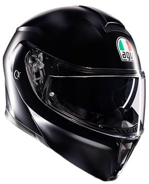 AGV Streetmodular ECE 22-06 Mono, Modularer Helm, Motorrad Klapphelm ECE 22-06 P/J in Zwei Konfigurationen zugelassen, mit Sonnenblende, Matt Schwarz, XL