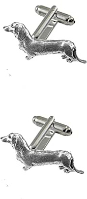 pp-d24 Manschettenknöpfe aus englischem Zinn mit Dackel-Motiv, akzentuieren Ihren Anzug und Ihr Hemd, Einheitsgröße, Metall