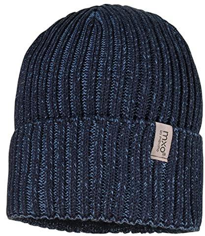 maximo Lässige Rippstrickmütze aus BW in Navy Melange mit Fleecerand innen 281000 (as3, Numeric, Numeric_55)