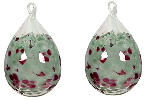 Lauschaer Glas Ostereier aus Glas mit Granulat Verschiedene Größen und Sets mundgeblasen handgeformt (2, opalgrau mit rubinrot)