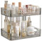 CESTATIVO Bathroom Counter Organiser, 2 Tier Vanity Tray, Cosmetic Makeup Storage Shelf, Bathroom Skincare Organiser Counter Shelf, Grey
