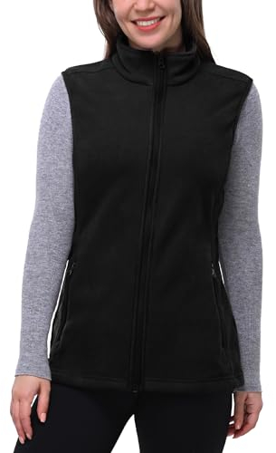 33,000ft Women's Fleece Gilets Lightweight Warm Ladies Vest Outerwear, Sleeveless Spring Jacket with Zip Up Pockets Black 4XL/UK 24
