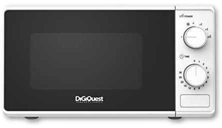 Digiquest Forno a microonde 20 Litri - 700W EASY WAVE - Bianco con controllo manuale, piatto girevole, luce interna e segnale di fine cottura. Funzione di scongelamento e timer