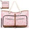 Lekespring Strandtasche Damen Groß mit Reißverschluss, Vielseitiger Damen Shopper Badetasche Saunatasche Reisetasche Tote Bag für Strand Reisen Einkaufen Sport u.Arbeit (Rosa Weidenzweig)