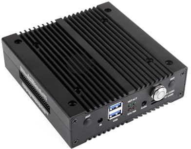 Waveshare NAS Multi-Functional Mini-Computer Designed for Raspberry Pi Compute Module 4 (NOT Included), Network Storage, 2x Solid State Drive Slots, 2x Gigabit Ethernet Ports, 4G Network, Metal Case