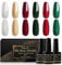 Shining She Christmas Gel Nail Polish Set, 6 Colours Green Red Gold Sliver Glitter Gel Polish Set UV/LED Manicure for Women Nail Art Salon DIY Home, 8ML