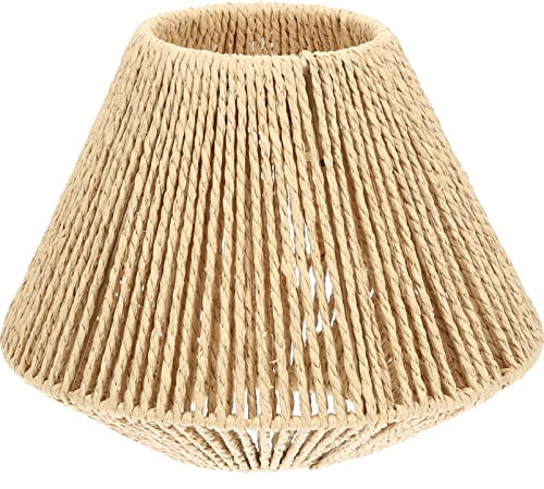 PACKOVE Pantalla De Mimbre Tejida Para Lámpara De Mesa y Noche - Diseño De Cesta Con Escritorio Sucursales Cuerda