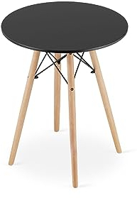 VBChome Mesa de comedor redonda de 60 cm, color negro, mesa de cocina, mesa de salón, mesa de comedor, mesa de madera, diseño moderno, color negro