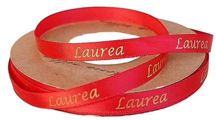 Nastro Laurea Rosso Doppio Raso 50 Yard 1cm Larghezza con Scritta Per Decorazione Confezione Bomboniera