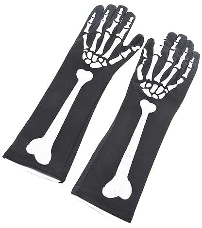 SHERCHPRY 2st Schwarze Skeletthandschuhe Unisex-schädelknochenhandschuhe Lange Armwärmer-Handschuhe Skelett-vollfingerhandschuh Skelett-Handschuhe Partybedarf Halloween Männer Und Frauen