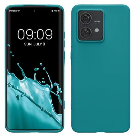 kwmobile Case Compatible with Motorola Edge 40 Neo Case - Soft Slim Protective TPU Silicone Cover - Petrol