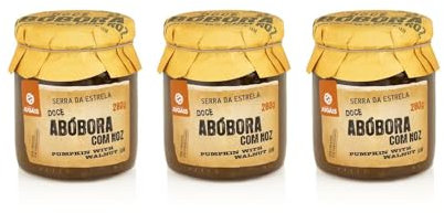 Confiture de potiron et noix - Lot de 3 pots de 280g - Goût crémeux et texture croquante - Idéal pour les desserts et les petits déjeuners - Sans Colorant ni Conservateur - Produit gourmet portugaise