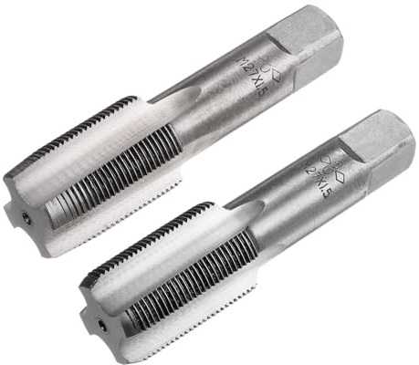 sourcing map 1 paire de tarauds métriques à main M27, pas de 1,5, 4 cannelures droites H2 en alliage d'acier et vis coniques pour réparation