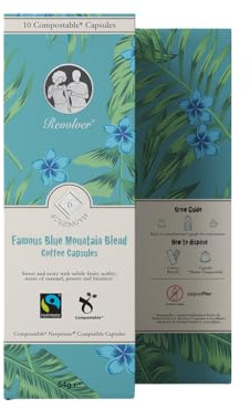 Blue Mountain Blend Fairtrade Compostable Coffee Capsules - Compatible with Nespresso (60 Capsules - 6 packs of 10)