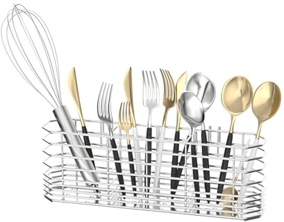 Portaposate in acciaio inox con ganci, portaposate, stendibiancheria rimovibile, portaposate, portaposate, posate da cucina, scolapiatti, scolapiatti