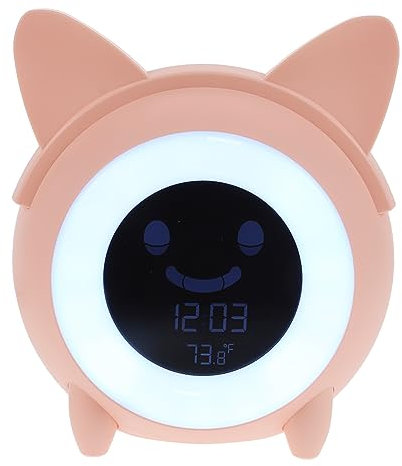 MAGICLULU Kunststoff Digitaler Kinderwecker, Modern mit Nachtlicht, Rosa