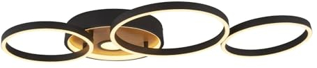 Licht-Erlebnisse LED Deckenlampe Metall 89 cm lang Ringe Schwarz Braun Modern 3000 K 936 lm warmweiß Deckenleuchte Wohnzimmer Esszimmer