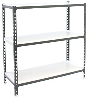 PROREGAL Schwerlastregal Baby Metal Shark | HxBxT 90x100x50cm | Fachlast 180kg | Anthrazit-Weiß | Regal Standregal Werkstattregal Lagerregal Kellerregal