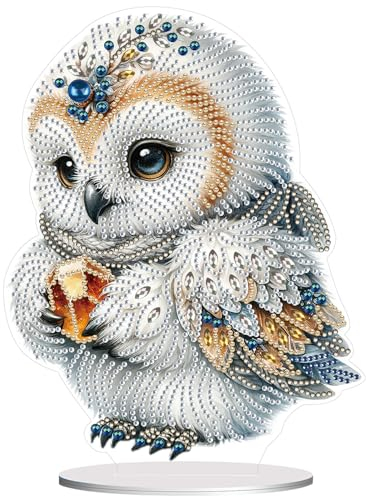 DISDADA DIY 5D Diamond Painting Eule Aufsteller, Diamant Malerei Tischdeko Kunst Set, für AnfäNger Hausgeschenk Familie Deko Geschenk (Eule)