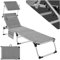 tectake® Sonnenliege mit Dach, Liege klappbar mit Kopfkissen + Seitentasche, zusammenklappbar, leicht tragbar, Strandliege, Liegestuhl klappbar für Garten, Sonnenliege Camping - grau-meliert