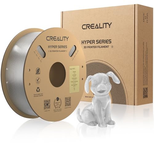 Creality Hyper PETG Filament 1,75 mm Hochgeschwindigkeit 50 – 600 mm/s, 3D-Druckerfilament Maßgenauigkeit +/- 0,02 mm, 1 kg Kartonspule (2,2 lbs), passend für die meisten FDM 3D Drucker - Transparent