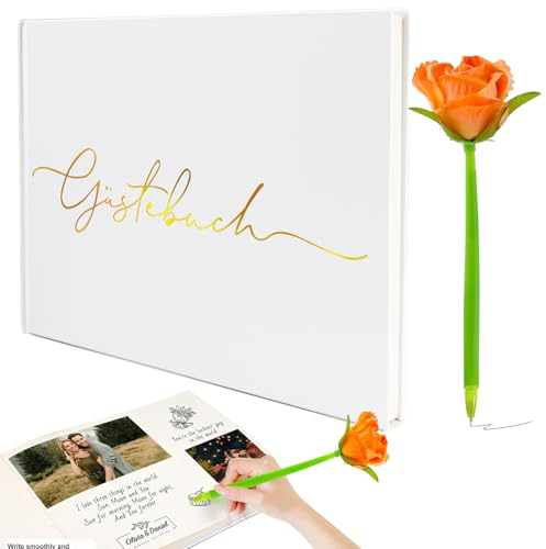 Gästebuch, Gästebuch Hochzeit, Hochzeitsbuch Blanko, Mit Goldenem Titel Hardcover Gästebuch für Hochzeit, Geburtstag, Babyparty, 100 Seite Hochzeitsgästebuch.