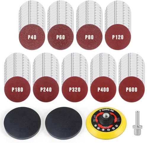 90 unidades de papel de lija, discos de lija redondos de 125 mm, con disco de lijado y esponja, discos abrasivos para lijadora orbital (tamaño de grano 40/60/80/120/180/240/320/400/600)