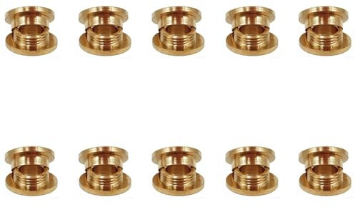 10 Sets Brass Chicago Screws,8mm Solid Brass Screw Back Eyelets with Washer Grommets,for Bags DIY Decoration,Leather Craft Repair