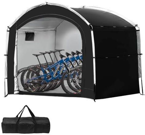 Outdoor Bike Covers Storage Shed Tent (Black, Cabin - XXL for 4-5 Bikes)