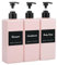 Segus Hand Soap Dispenser, 3 Pieces 500ml Soap Dispenser Kitchen, Empty Shampoo Bottles, Shower Dispensers with Labels, Plastic Dispenser Bottle with Pump, Bathroom Dispenser Set (Pink)