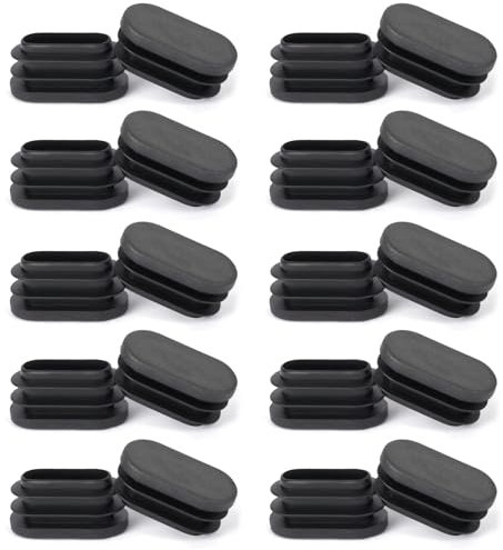 OSDUE Oval Plastic End Caps, 20PCS 30 * 15mm Black Plastic Plug, Non-Slip Furniture Feet Pads, Table Foot Cover Caps Floor Protectors for Bed Chair Sofa Table Shelf(1.18” x 0.59”)