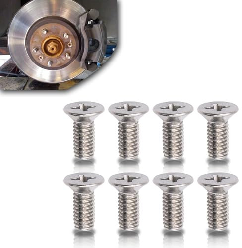 8 PCS Braking Disc Rotor Screws Kit, Stainless Front Rear Braking Set Bolts, Suitable for Honda Acura Hyundai and Kia Models Best Alternative to Mazda (Silver)