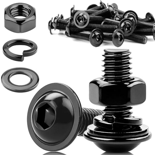 20 Stück Schrauben M5x16 Linsenkopfschrauben M5 Schrauben Schwarz Schrauben mit Muttern Flachkopfschrauben M5 Edelstahl A2 V2A Edelstahlschrauben Innensechskant Muttern Unterlegscheiben Sortiment Kit