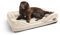 Silentnight Orthopaedic Dog Bed - Cosy Comfortable Pet Bed with Ergonomic Foam Body & Head Support - Super Soft Faux Fur & Sturdy Woven Removable Washable Cover, Non-Slip Base, Large 69x95cm, Natural