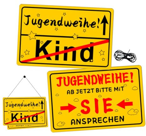 Schild zur Jugendweihe Deko, 2 Stück Jugendliche Wandschild, Jugendweihe Deko, Jugendliche Türschild, Jugendweihe Zimmer Party Deko Hintergrund Lustige Geschenke 20 x 30cm