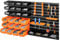 CROWNSHOP 32 PCS Wall Mounted Storage Bins Kit 64 * 41cm Garage Boxes Plastic Rack Parts Organiser Utility Kit With Stackable Boxes for Garage Workshop (46Pcs Orange Black)