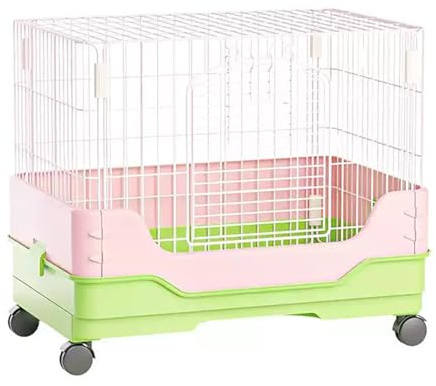 Kleiner Kaninchenkäfig mit herausnehmbarem Tablett und drehbarer Plattform, kleiner Tierkäfig, 63,5 cm (25 Zoll), Rosa