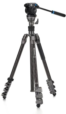 Benro Rhino CF One Series Video-Stativ und Einbeinstativ-Set mit S2 PRO Flüssigkeitskopf – Carbonfaser 4-teilige Flip-Lock-Beine, Einbeinstativ-Umwandlung (FRHN14CFS2PRO)
