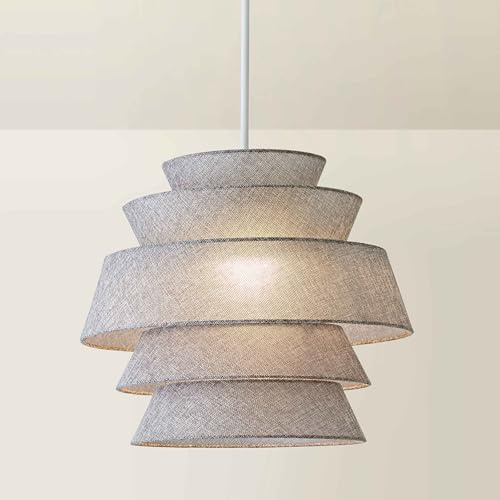 ValueLights | Valerie 5 Tier Grey Linen Ceiling Lamp Shade | Shades & Home Improvements Essential | 40cm Shade Width