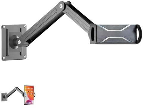 WideSmart Tablet Wandhalterung, 3-Fach 360° Schwenkbar,Aluminium ausziehbare iPad Wandhalterung,Dehnbar & Faltbar für iPad, Tablets, Telefone oder Andere Geräte mit 4 bis 13 Zoll Bildschirm