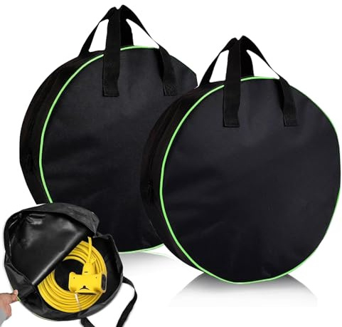 Waterproof Heavy Duty Cable Storage Bag, 2Pcs EV Portable Cable Bag | Hook Up Cable Storage Bag for Caravans Motorhomes Campervans Gardens(Green)