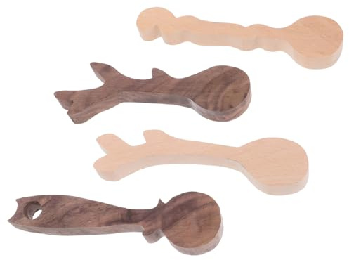SAFIGLE 4pcs Unfinished Wood Carving Spoon Blanks DIY Wooden Craft Kit for Whittling Art Projects Semi-Finished Walnut and Beech Wood Blanks Variety for Handicraft Enthusiasts and