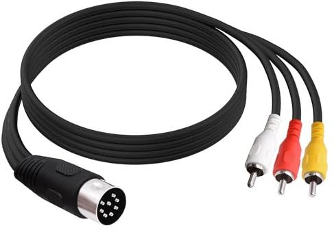 YARCHONN Cavo audio da 8 poli DIN a 3 RCA MIDI DIN 8 pin maschio a 3 RCA maschio vintage cavo audio adattatore cavo altoparlante per strumenti musicali audio sistema apparecchiatura -1,8 m/5,9 ft