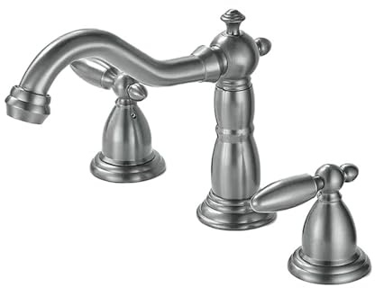 Fixed Spout Basin Faucet 3 Hole Deck Mounted Dual Handle Hot Cold Mixer Water Tap Brass Bathroom Sink Crane(Grey Fixed spout)