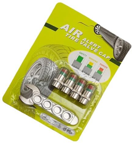 Reifendruckkappen - 4 Stück Mit Druckanzeige Und Alarmfunktion - Reifendruck Anzeige Ventilkappen - Für Auto Alltagsfahrten Wartung Langstreckenfahrten Motorrad LKW SUV