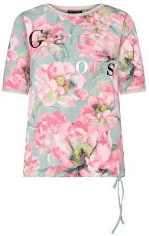 Betty Barclay Damen Casual-Shirt mit Tunnelzug 46, Mint/Rosé
