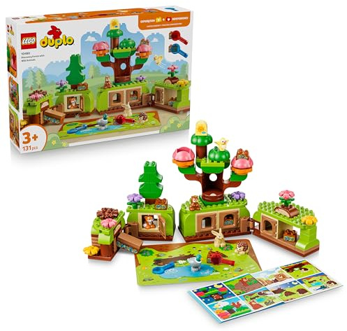 LEGO Duplo Découverte de la Forêt avec des Animaux Sauvages - Jeu Éducatif pour Tout-Petits - Jouet Montessori - Figurines d'animaux, Arbres & Tapis de Jeu - Cadeau pour Fille ou Garçon 3 Ans 10480