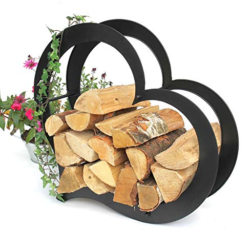 DanDiBo Kaminholzregal Metall Innen Herz Kaminholzständer 66 cm Holzkorb Kaminholzhalter Holzregal Brennholzregal