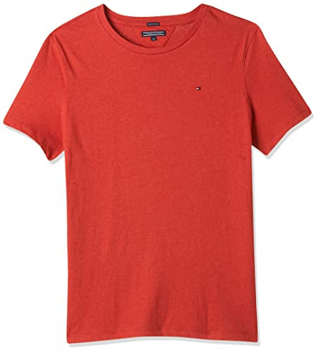 Tommy Hilfiger Jungen T-Shirt Kurzarm Rundhalsausschnitt, Rot (Apple Red Heather), 18 Monate