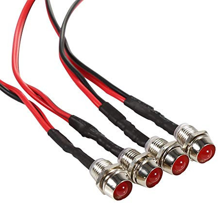 Car LED Indicator Light, Universal 12V DC LED Indicator Light Bulbs Led Pilot Panel Indicator Warning Light Lamp for Cars, Van, Trucks(Red)